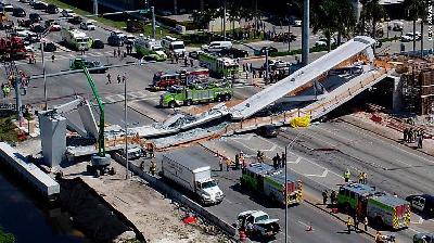 Jembatan Sedang Dibangun di Miami, AS Ambruk, 4 Orang Tewas