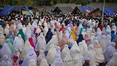 Suasana Perayaan Idul Adha Korban Gempa Lombok