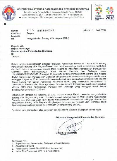 Surat Viral, Kemenpora Disebut Ingin Mempermalukan Roy Suryo