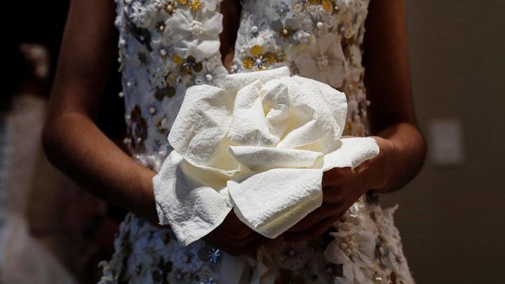 Take A Look At The Wedding Dress Made From Crocheted Toilet Paper