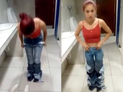 Geger Video Pencuri Pakai 8 Potong Celana Jeans yang Dicuri