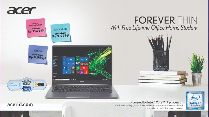 Acer Berikan Productivity Package untuk Pembelian Laptop Tipis Swift 3