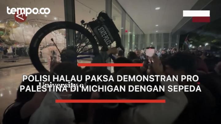 Polisi Halau Paksa Demonstran Pro-Palestina Di Michigan dengan Sepeda