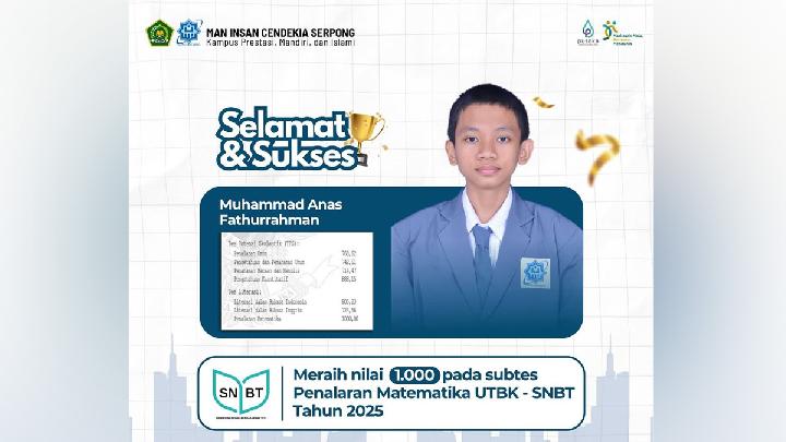 Cerita Anas Fatturahman Raih Skor 1000 di Penalaran Matematika UTBK 2025