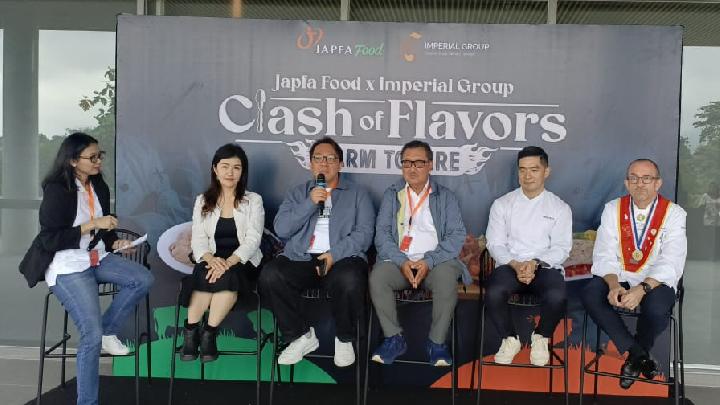 Konferensi Pers kolaborasi antara Japfa Food x Imperial Group pada acara bertajuk Clash of Flavors, Farm to Fire pada Rabu 18 Juni 2025/Tempo-Mitra Tarigan