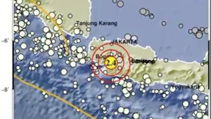 Peta pusat gempa yg dirasakan di Bogor semalam, 23 Juni 2025. Dok BMKG