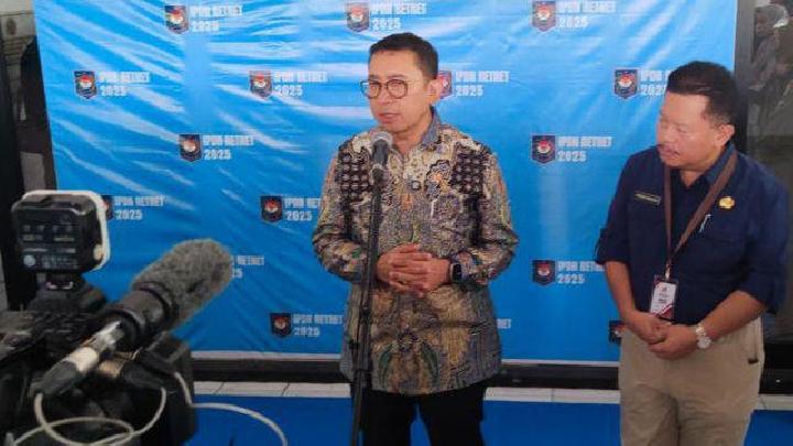 Menteri Kebudayaan Fadli Zon memberikan keterangan setelah paparan retret kepala daerah gelombang II di IPDN Jatinangor, Sumedang, 24 Juni 2025. Antara/Ricky Prayoga