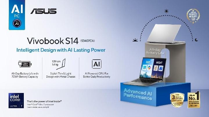 ASUS Vivobook S14, Laptop Stylish Bertenaga AI untuk Produktivitas Maksimal