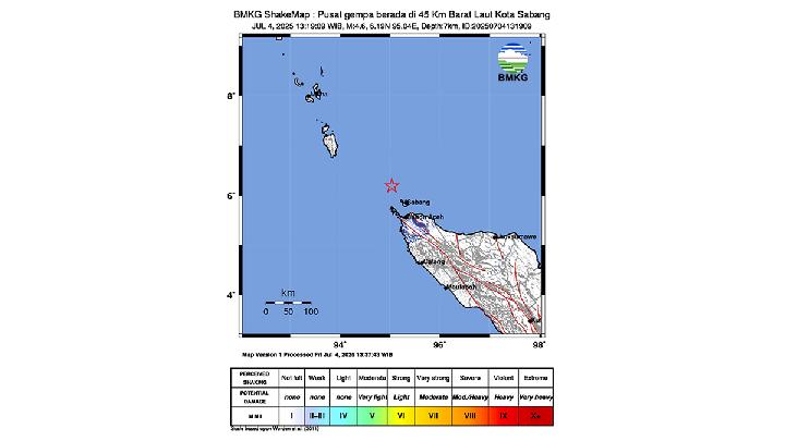 M5.2 Earthquake and Aftershocks Strike Aceh's Sabang