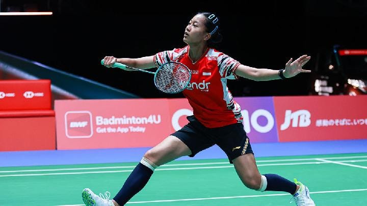 Pebulu tangkis tunggal putri, Putri Kusuma Wardani ketika tampil dalam Japan Open 2025 di Tokyo Metropolitan Gymnasium, Japan, 16 Juli 2025. Dok. Tim Media PBSI