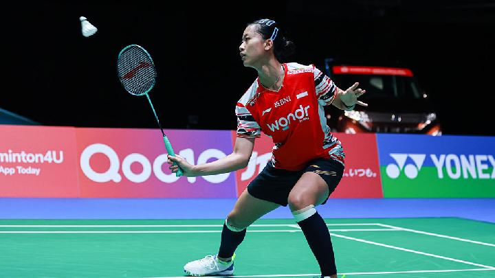 Pebulu tangkis tunggal putri, Putri Kusuma Wardani ketika tampil dalam Japan Open 2025 di Tokyo Metropolitan Gymnasium, Japan, 16 Juli 2025. Dok. Tim Media PBSI