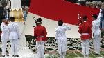 The raising of the red and white flag by the flag-raising team during the ceremony commemorating Indonesia's 65th Independence Day at the Merdeka Palace grounds, Jakarta, August 17, 2010. Tempo/Subekti