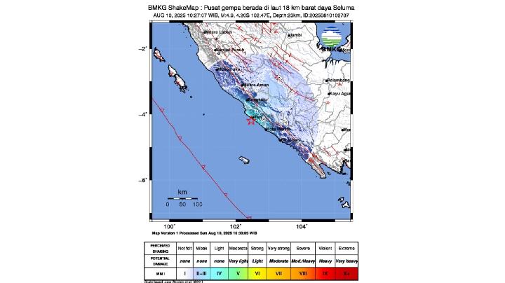 Today's Top 3 News: BMKG Reports Strong M4.9 Earthquake Hits Bengkulu, Indonesia