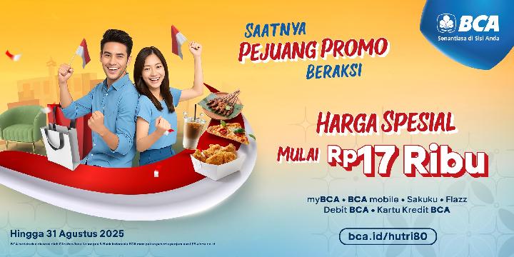 HUT Ke-80 RI, Ada Promo Transaksi Merchant BCA Mulai Rp17 Ribu