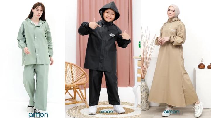 Aneka Jas Hujan Aimon yang Trendi untuk Hijabers sampai Anak-anak