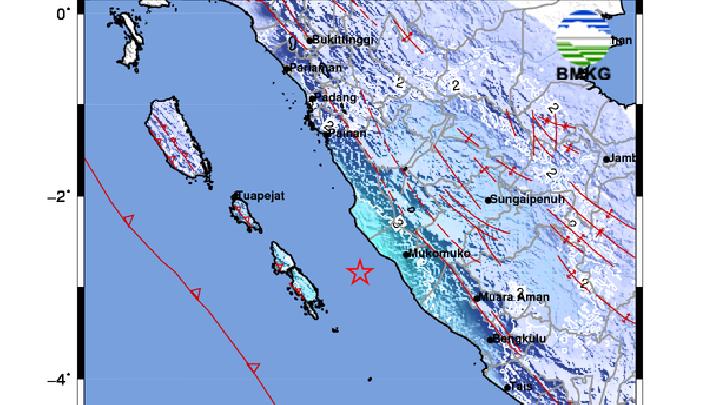 BMKG: Strong M4.9 Earthquake Hits Bengkulu, Indonesia
