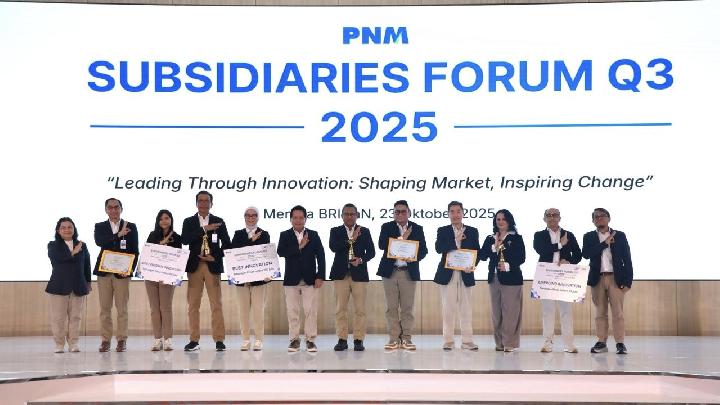 Pegadaian meraih penghargaan Best Innovation pada acara BRI Subsidiaries Forum Q3 2025 di Menara Brilian, Jakarta, Kamis, 23 Oktober 2025. Dok. Pegadaian