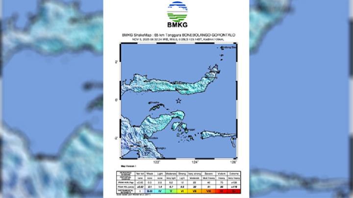 BMKG Records M6 Earthquake in Gorontalo, with a Seismic Intensity of III-IV MMI