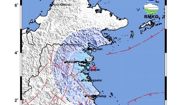 BMKG Reports M4.8 Earthquake Near North Kalimantan's Tarakan, Indonesia