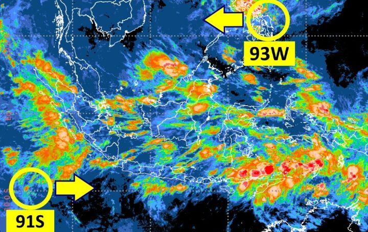 BMKG: Two Cyclone Seeds 91S and 93W Unlikely to Develop but Still Impact Indonesia's Weather