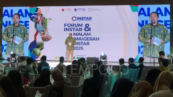 Chief Executive Officer PT Info Media Digital Wahyu Dhyatmika di malam anugerah Indeks Integritas Bisnis Lestari (INSTAR) 2025 di Hotel Mulia, Jakarta, 12 Desember 2025. Tempo/Adil Al Hasan