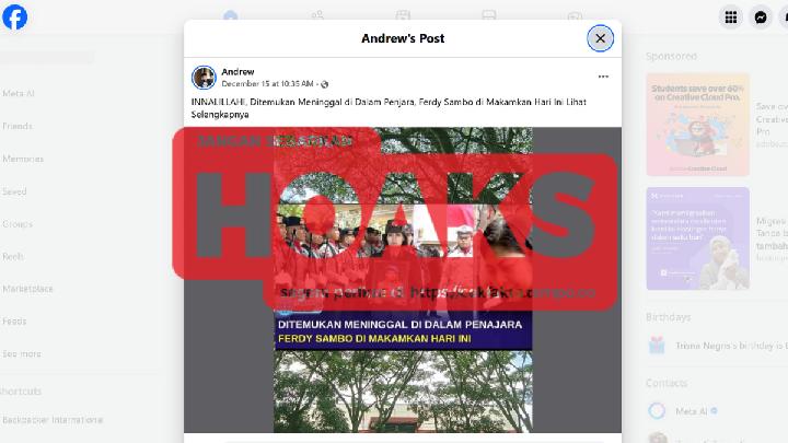 Keliru: Ferdy Sambo Meninggal di Penjara