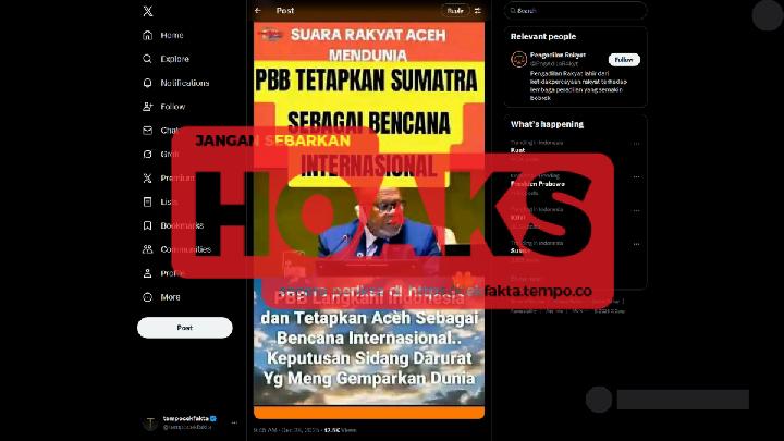 Keliru: PBB Tetapkan Banjir Bandang Sumatera Sebagai Bencana Internasional