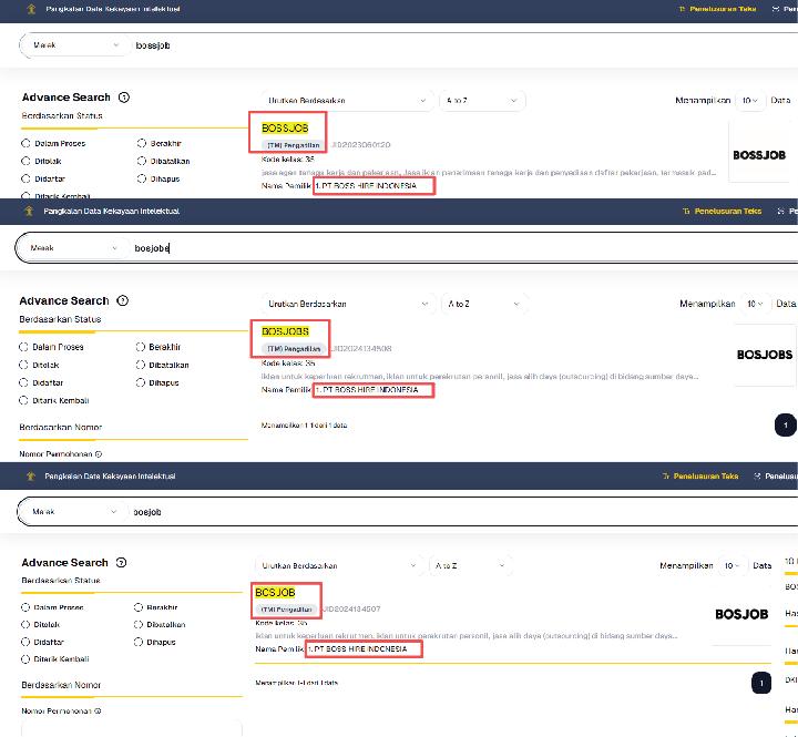 Bossjob: Platform Rekrutmen Digital Bertaraf Global Tegaskan Kepemilikan Merek