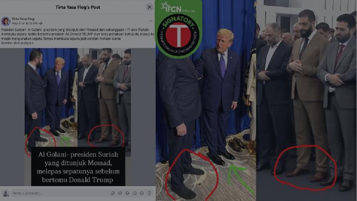 Fact Check: Doctored Photo of Syrian President Removing Shoes While Meeting Trump
